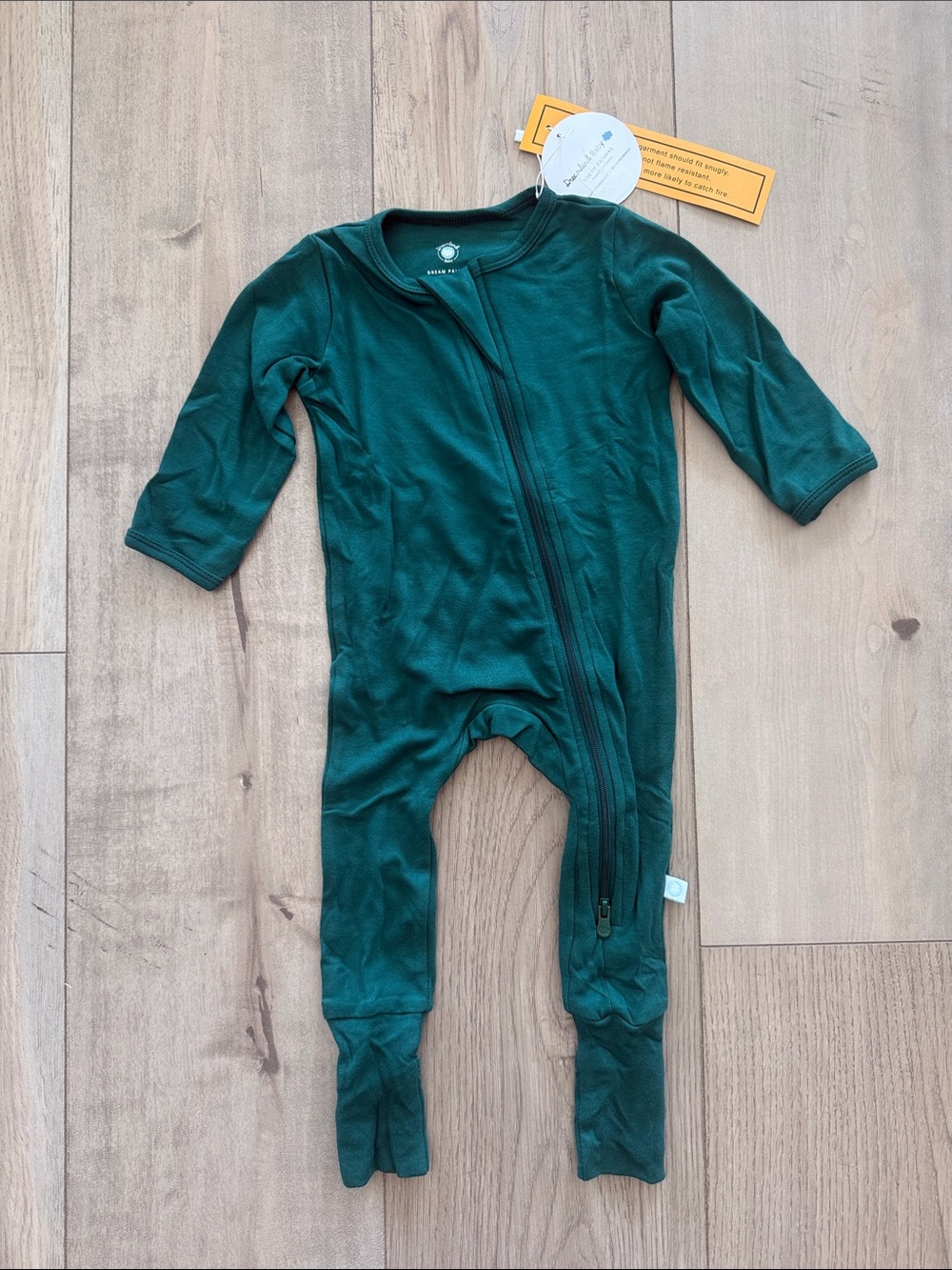 Deep Green Footed Zip One-Piece for Kids